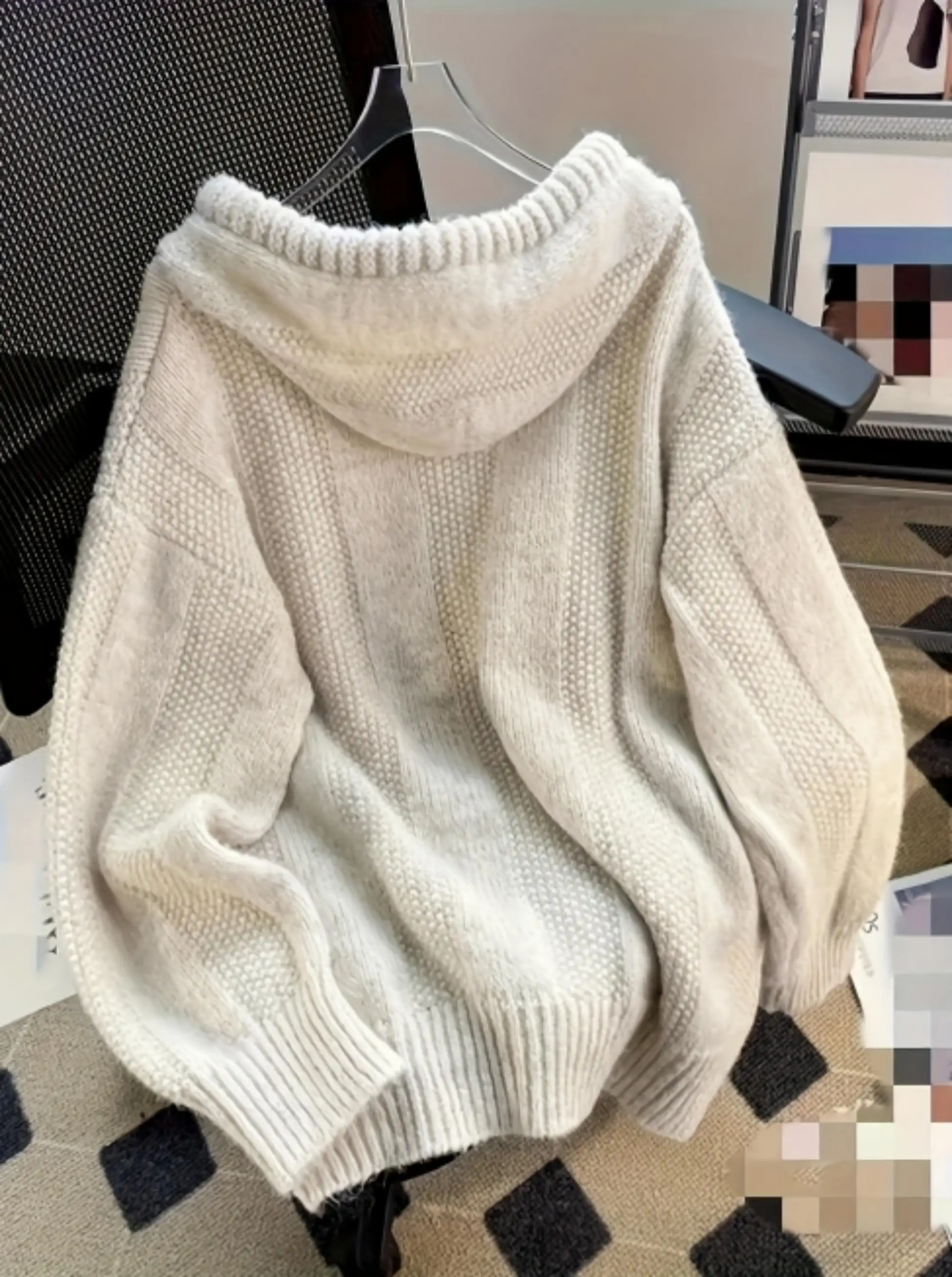 سترة نسائية كاجوال بأكمام طويلة - سترة بقلنسوة عصرية للخريف/الشتاء مع رباط، لون خالص، بوليستر 100%، Comf