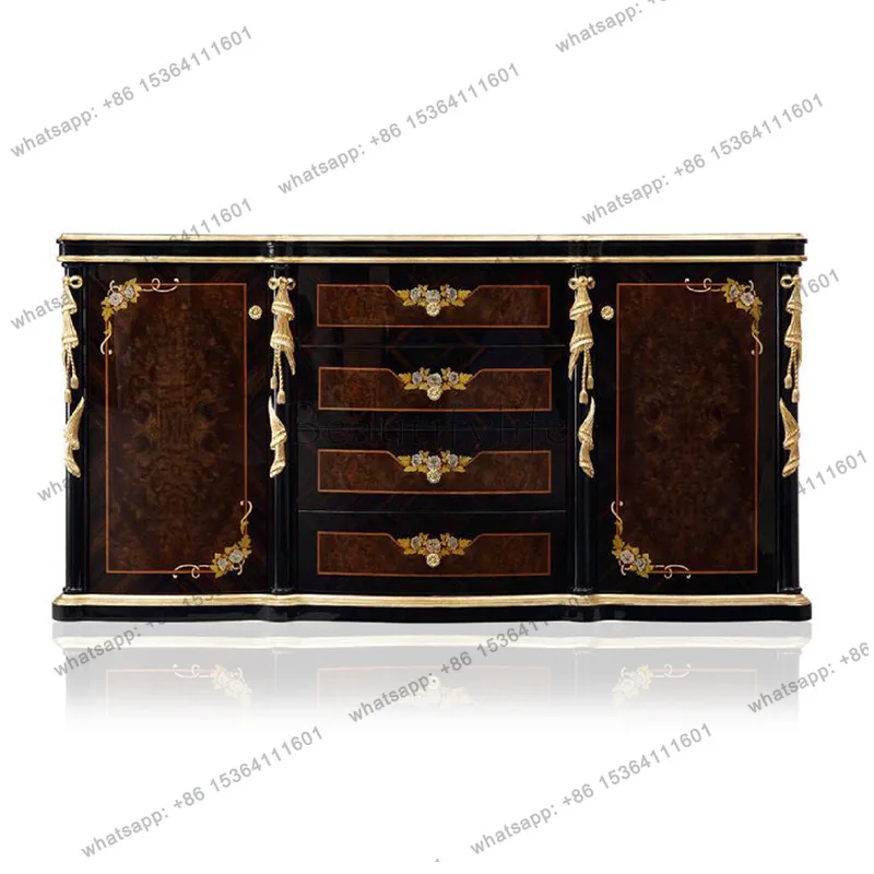 

Neoclassical European Birch Carving Side Cabinet Dining Locker Cupboard Villa Furniture
