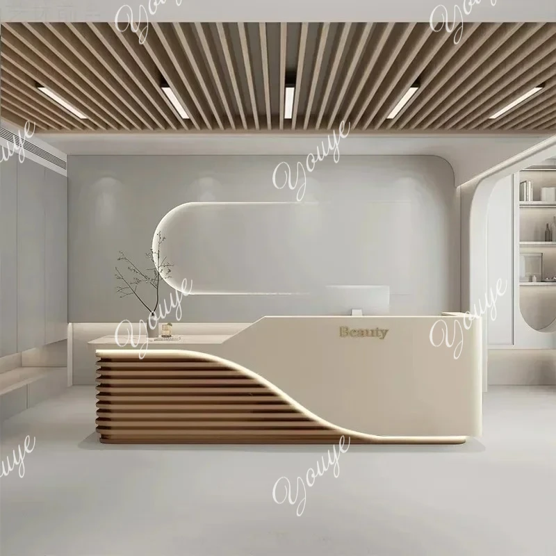 Company Hotel Reception Desk Beauty Salon Store Paint Baking Cash Register Chinese Bar Table Counter Bancone