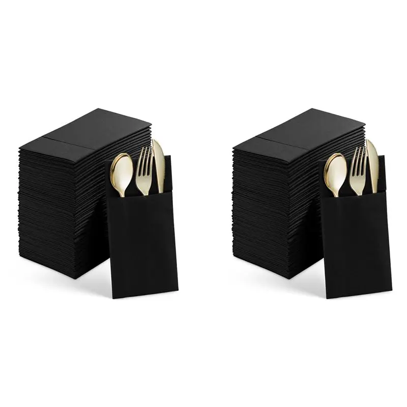 【love】100pcs-disposable-dinner-napkins-with-built-in-flatware-pocketprefolded-cloth-like-paper-napkins-for-wedding-party