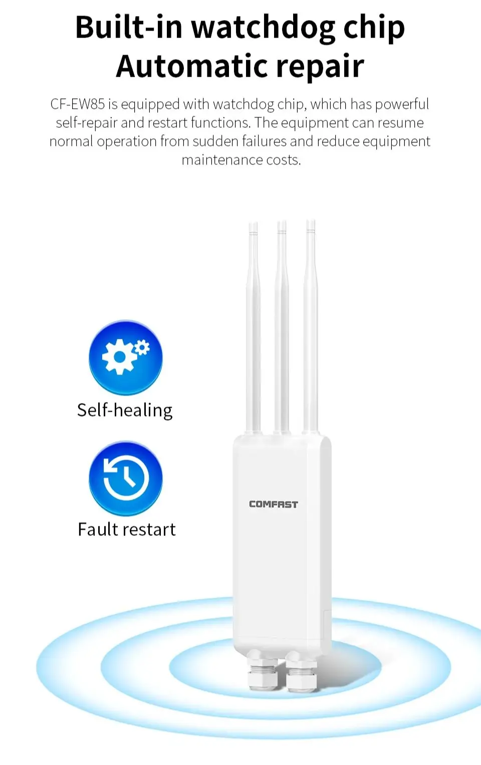 COMFAST 1300Mbps Outdoor WiFi Extender High Power Wireless Router AP 2.4G/5.8G Long Range Signal WiFi Repeater 48V POE CF-EW85V2