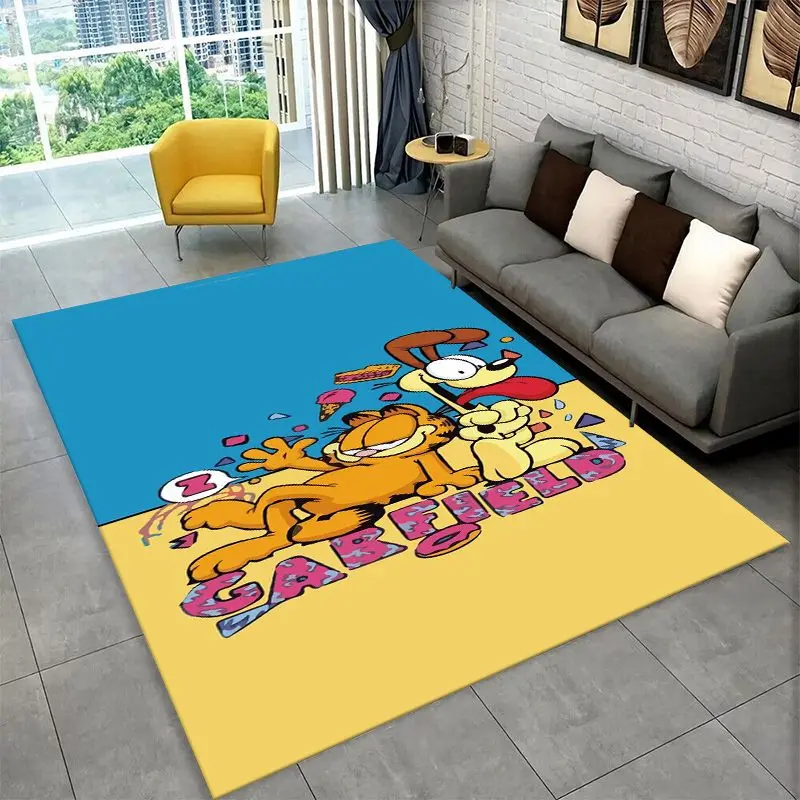 Cartoon Funny G-Garfield Cat Carpet Rug for Playroom Bedroom Living Room Sofa Home Decor,Game Area Rug Non-slip Floor Mat Fest