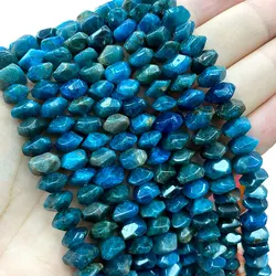 Wholesale AAA 100% Natural Blue Apatite Irregular Wheel Faceted Stone Beads For Jewelry Making DIY Bracelet Neckalce 6-11MM