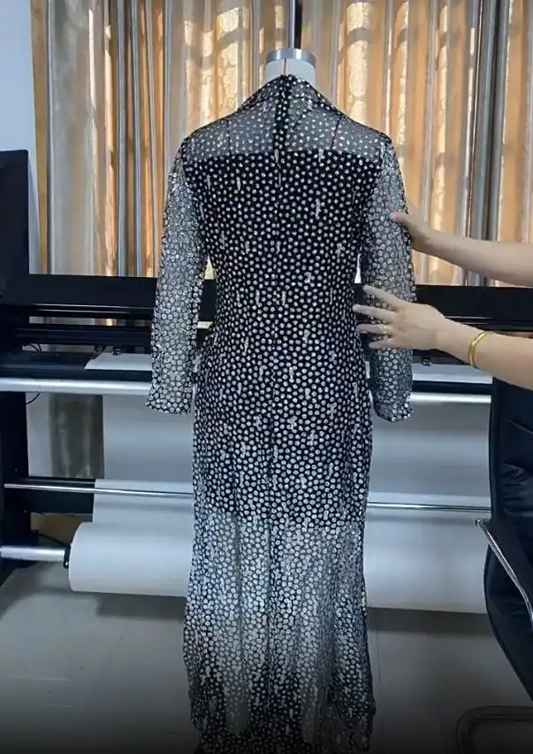 Printemps 2023 femmes longue Sve coupe ajustée soirée Dr Gold Emed Midi Dr Faionable fermeture éclair conception Polyester tissu