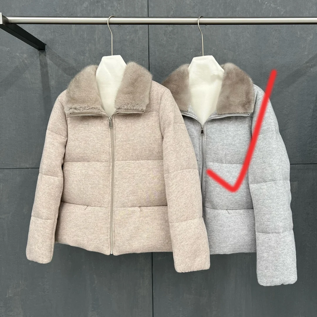 2026 Winter New High-Quality Fashionable Retro Style Classic Wool And Goose Down Jacket M L Xl