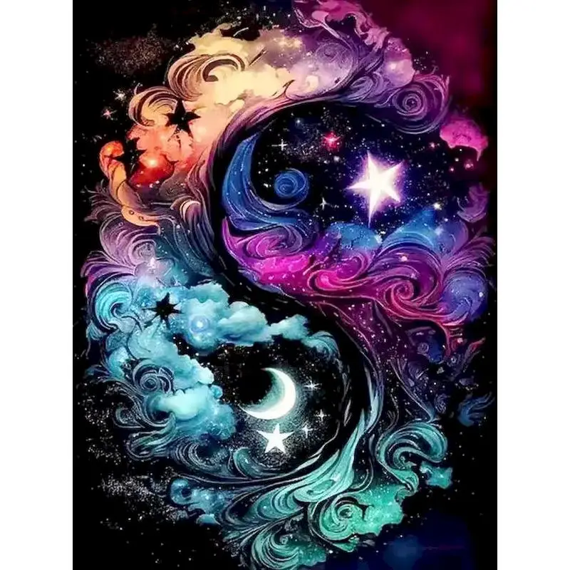 

GATYZTORY Starry Sky Paint By Numbers Handicraft Art Diy Crafts Scenery Acrylic Paint Living Room Decoration Picture Drawing