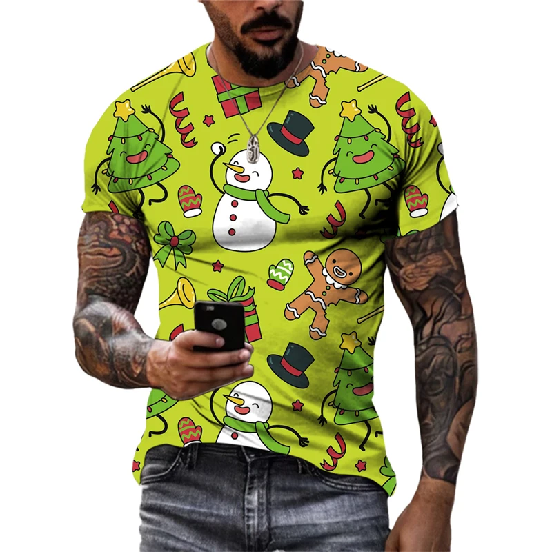 Fashion Trend 3D Christmas Apparel For Men Summer Printed Festive Atmosphere graphic t shirts Unisex O-neck Short Sleeve Tees