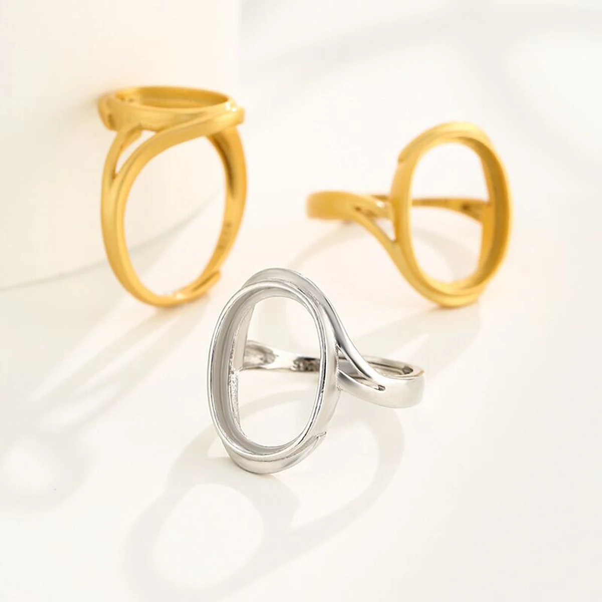 

925 Sterling Silver Ring Base Blank Fit Settings Oval Stone Adjustable Ring Mounting DIY Jewelry Making
