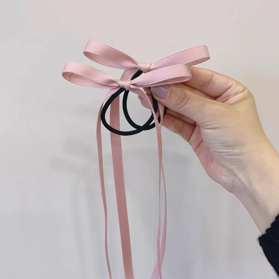2 Teile/satz Bogen Haar Seil Lange Band Pferdeschwanz Krawatten Elastische Gummibänder Haar Zubehör – Detail 2