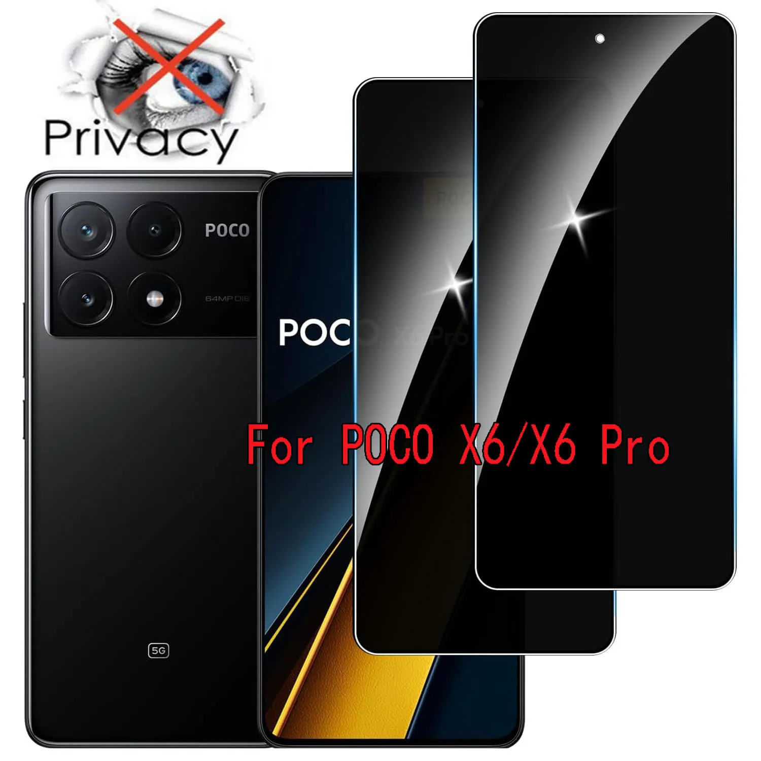 

2 шт. противошпионское стекло для Xiaomi POCO X6/X6 Pro защитная пленка для экрана конфиденциальности