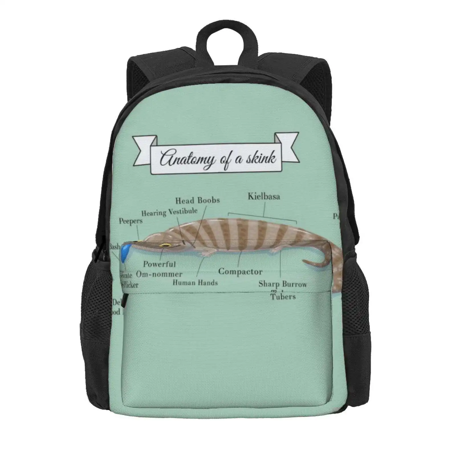 Anatomy Of A Skink Hot Sale Schoolbag Backpack Fashion Bags Blue Tongue Skink Lizard Reptile