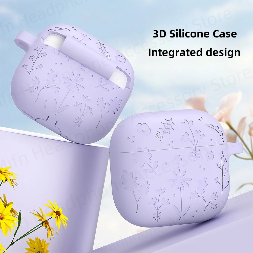 For AirPods 4 USB C Case 3DGame console/﻿ flower protector cover with Keychain/Cleaning Kit Soft Silicone Case For AirPods 4