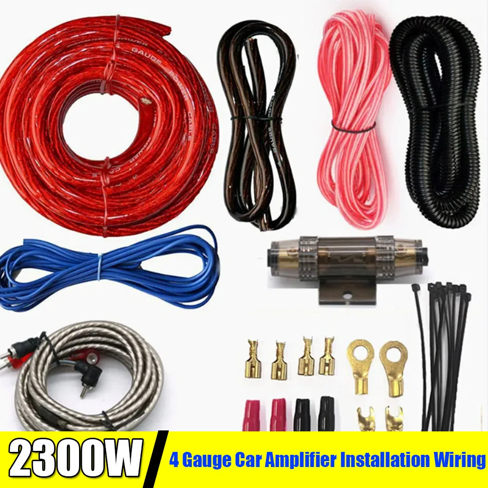 

2300W 4 Gauge GA Car Audio Speakers Wiring Kit AMP Subwoofer Amplifier Wiring Fuse Holder Cable 2CH Connect