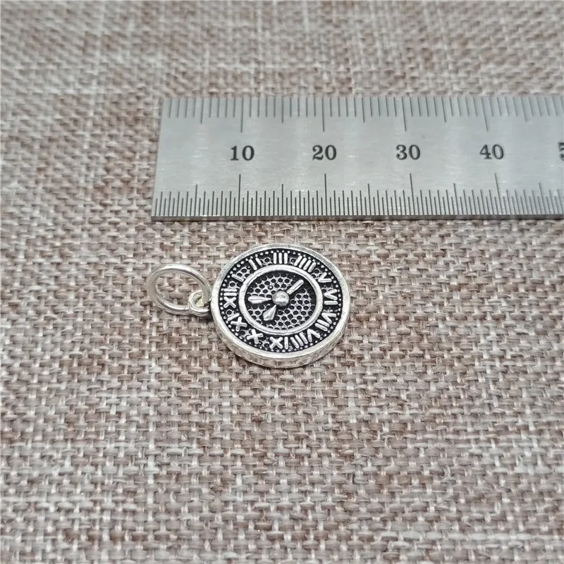 Clock Pendant Charm in 925 Sterling Silver for Bracelet and Necklace Making