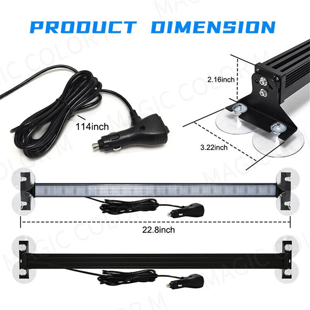 Led Warning Light Bar Police LED Lights Car Strobes 80 LED Front Windshield Roof Flash Light Strobe Emergency Lamp Bar 12V/24V
