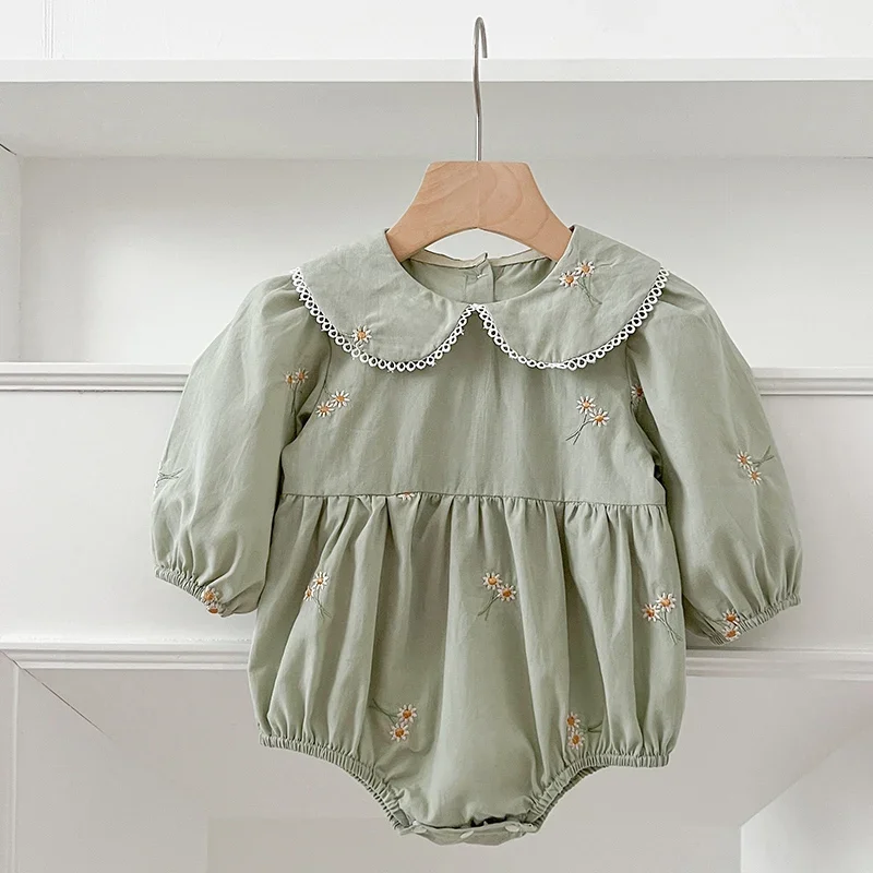 Autumn Newborn Girls Romper Baby Clothes Baby Embroidered Flowers Romper Long Sleeve Jumpsuit Climb Clothes Baby Cotton Clothing