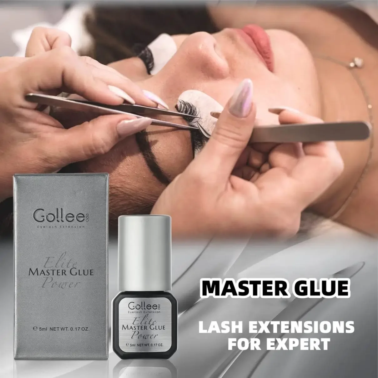 Gollee Master Glue 0.5 Sec Low Humidity Eyelash Extension Adhesive Vegan Black Hypoallergenic Lashes Glue Waterproof  Lashe Glue