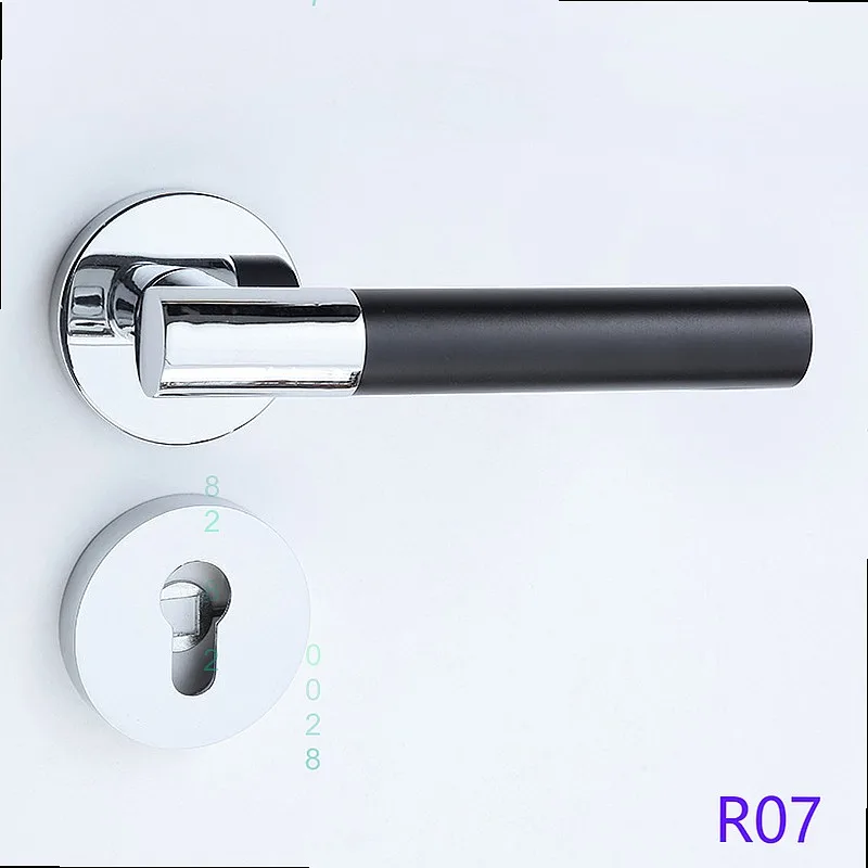 Zinc Alloy Wood Grain Magnetic Silent Bedroom Door Lever Lock Handle Universal