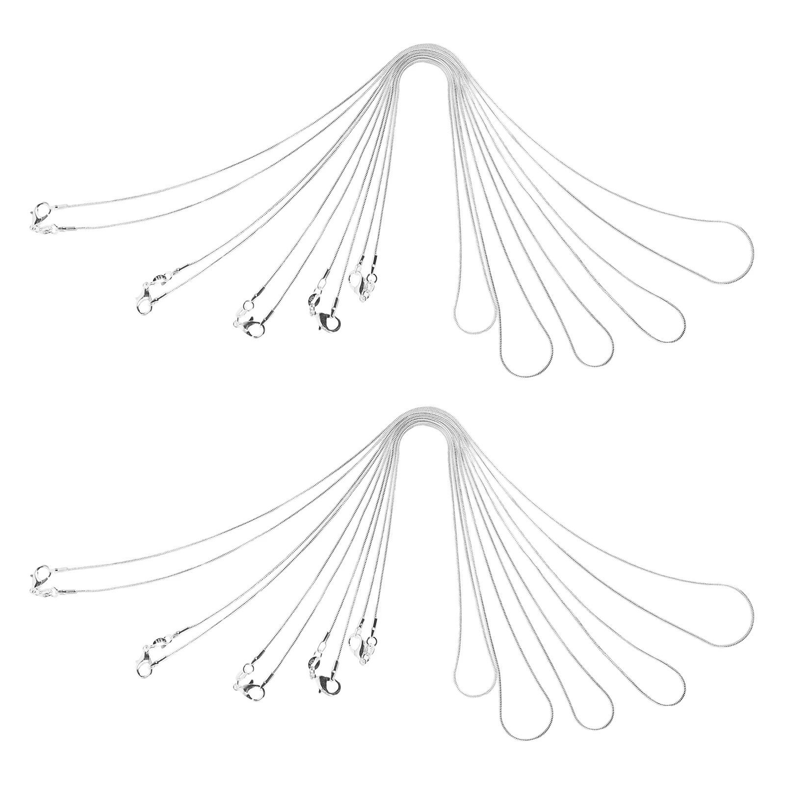 

10Pcs Silver Plated Snake Chain Necklace Set Multiple Sizes Durable Lightweight Jewelry Making Chains for Party Date Shopping