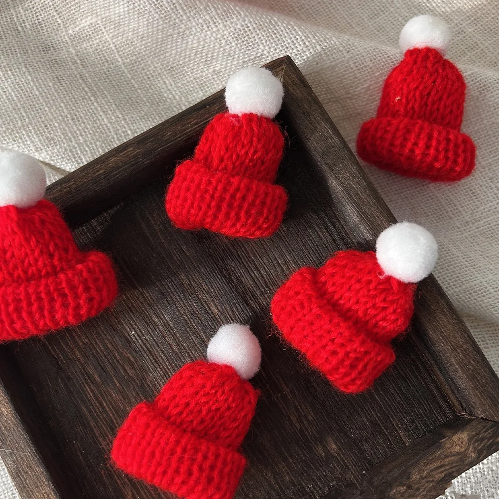 

24 Pcs Manual Woolen Xmas Decorations Mini Hats Yarn Christmas Tree Ornaments