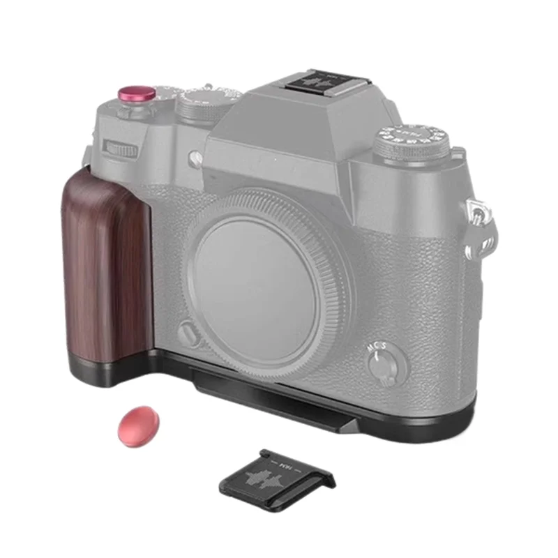FFYY-para Fujifilm X-T50 Compatible con placa L montaje antideslizante madera ébano nogal soporte de Base de cámara agarre de mano para dedo