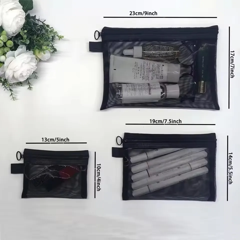 المرأة شبكة حقيبة مستحضرات التجميل السفر تخزين حقيبة مستحضرات تجميل المنظم الإناث يشكلون الحقيبة المحمولة صغيرة كبيرة أدوات الزينة الجمال