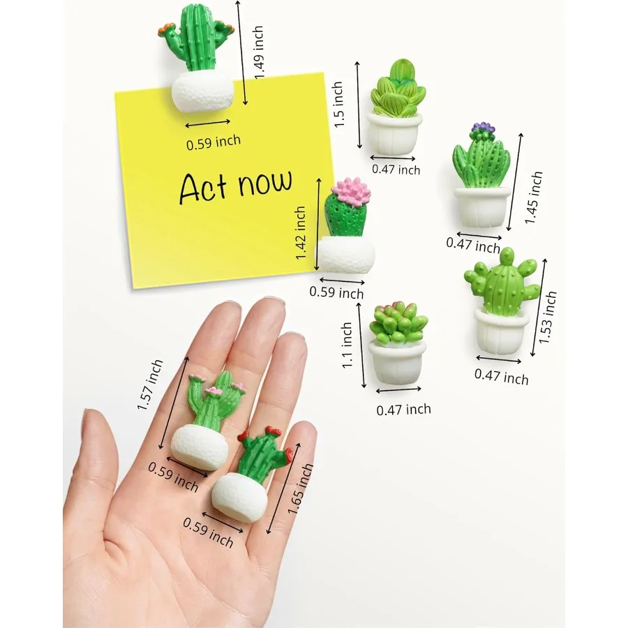Cactus Fridge Magnets Cute Refrigerator Magnets 3D Plant Decorative Magnets for Office Kitchen Locker 8PCS