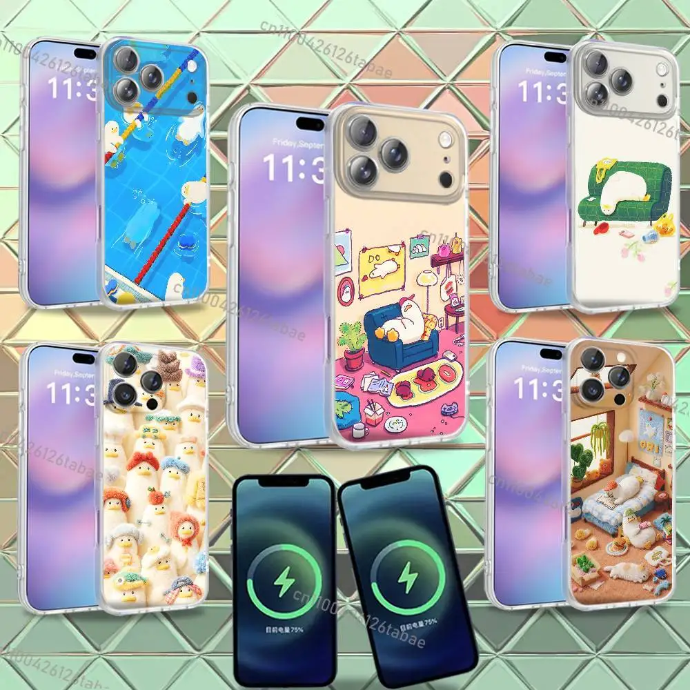 Cute Cartoon Duck Design Kawaii For iPhone 17,12,11,14,13,15,16,Plus,Air,Pro,Max,E,Mini for Magsafe Magnetic Frosted Phone Case