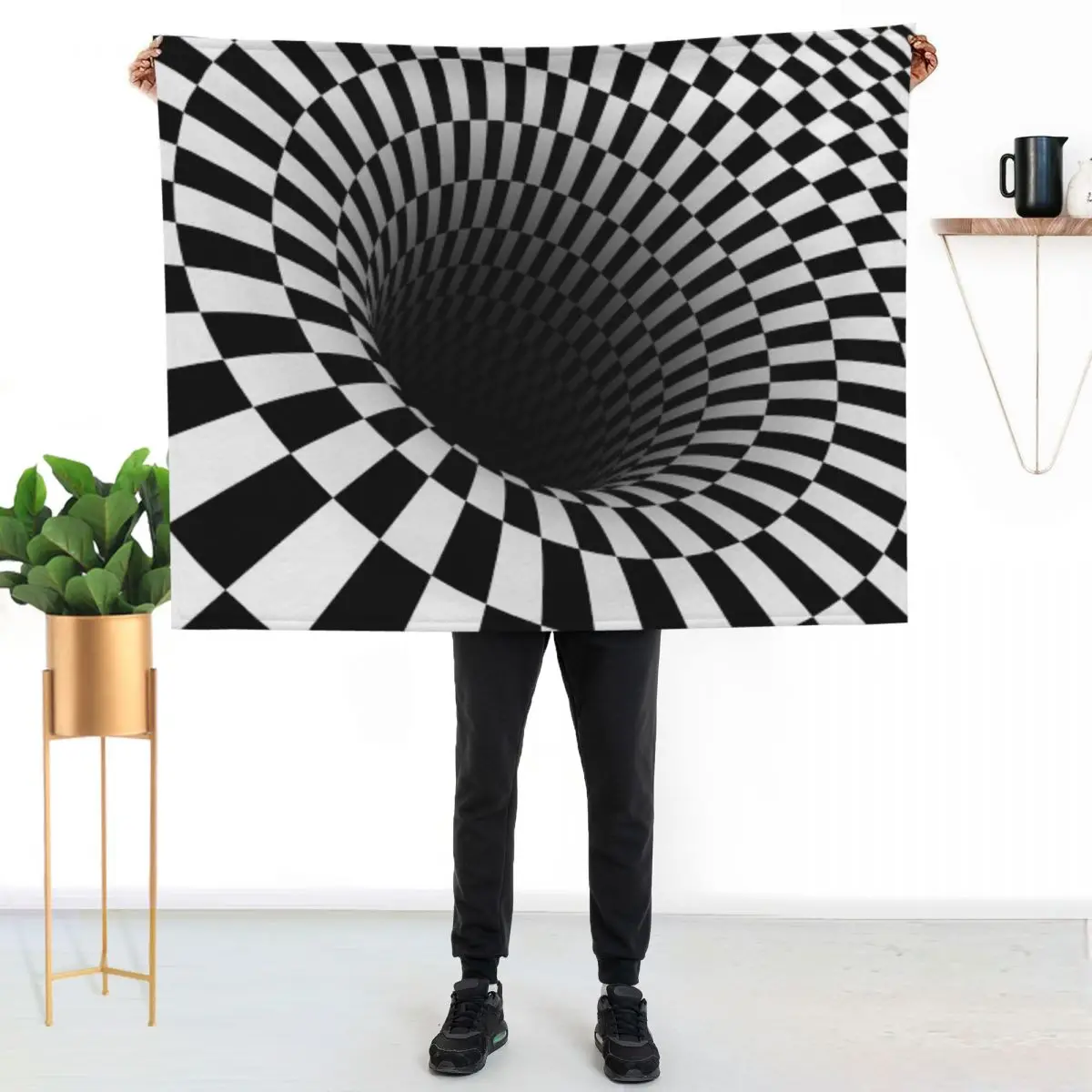 black and white optical illusion Throw Blanket christmas decoration Loose Luxury Custom Soft Beds Multi-Purpose Blankets
