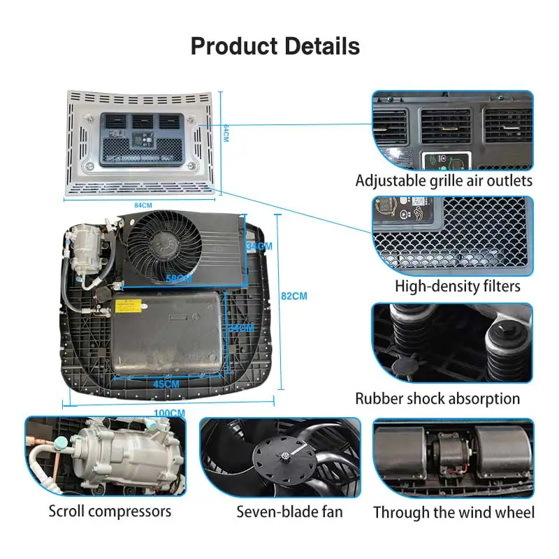 على السطح Clima Para Camion مركبة 24 فولت ملحقات الشاحنة الكهربائية تكييف الهواء 12 فولت لشاحنة RV للسيارة #2