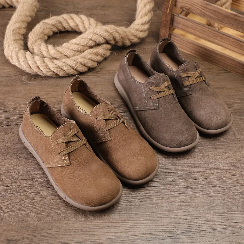 Retro Single-layer Leather Shoes British Casual First-layer Cowhide Men's Shoes Soft-soled Comfortable Big Head Leather Shoes