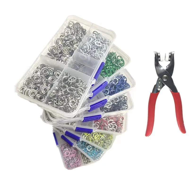 

440PCS 0.37inch/9.5MM Five-Claw Buckle Clamp Plier Tool Set,Metal Buttons For Sewing, Sewing Snaps For DIY Crafts Clothes Hats