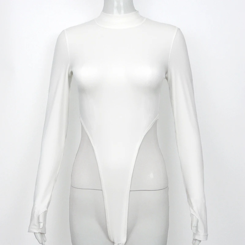 Bodysuits Frühlings-Bodys für Damen, langärmelig, schmal geschnitten, sexy, Y2k-Oberteile, halbhoher Kragen, Nachtclub-Kleidung für Damen, modischer Einteiler Qx36 – Detail 5