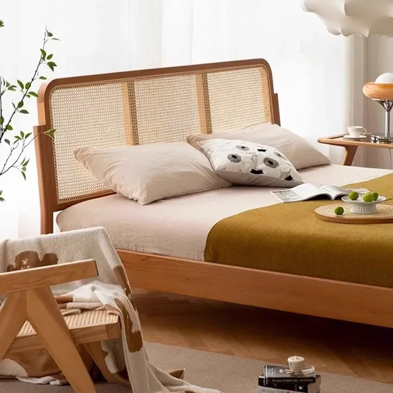 

Solid Wood Flush Bed Small Apartment 1.5 Meters Second Bedroom Single Modern Simple 1.8 Meters Master Bedroom Double