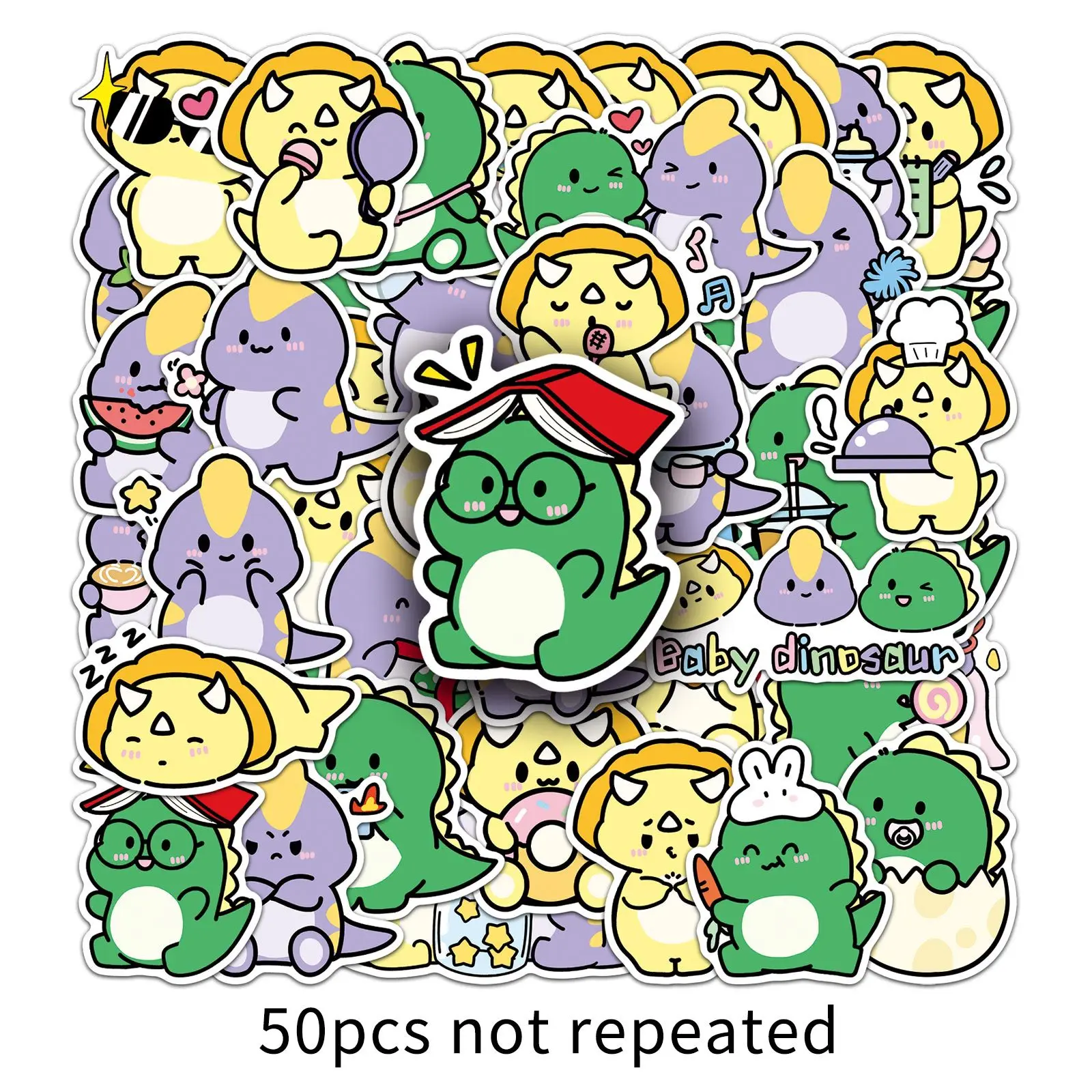 

10/50PCS Little Dinosaur Cartoon Sticker Cute Funny Meme Creative Decorative Water Cup Cell Phone Case Decal Kids Toy Gift