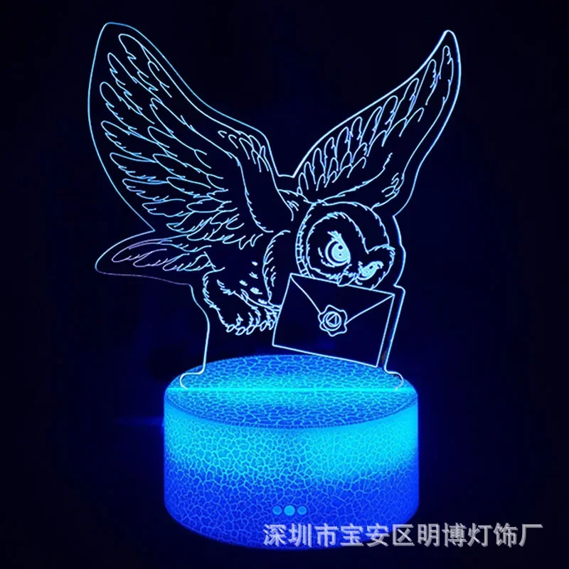 Harry Potter 3D Night Light Anime Figures Hogwarts Acrylic Crack Base Night Light Home Bedroom Decoration Table Lamps Kids Toys