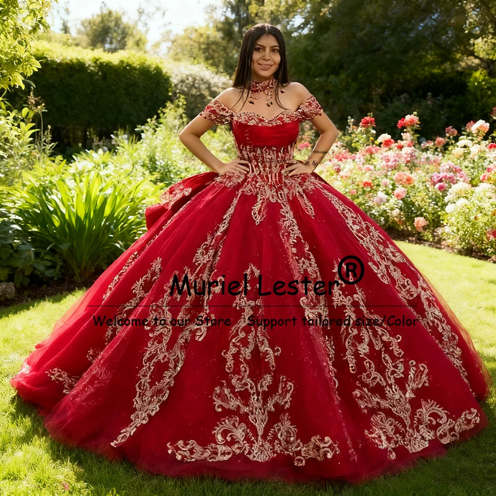 

Luxury Applique Lace Quinceanera Dresses Sequins Sweet 16 Gowns Off Shoulder Customized Princess Ball Gown Vestido De 15 Anos