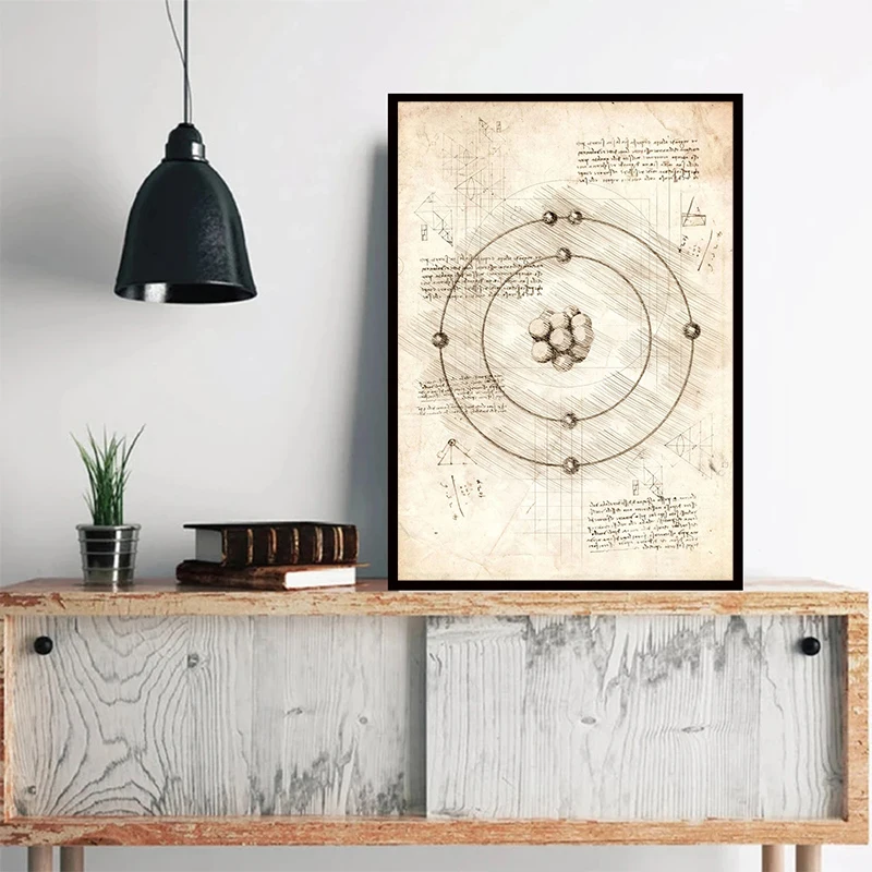 Vintage Da Vinci Inspired Sketches Canvas Painting Poster for Home Decor living room wall art for bed room aesthetic home decor