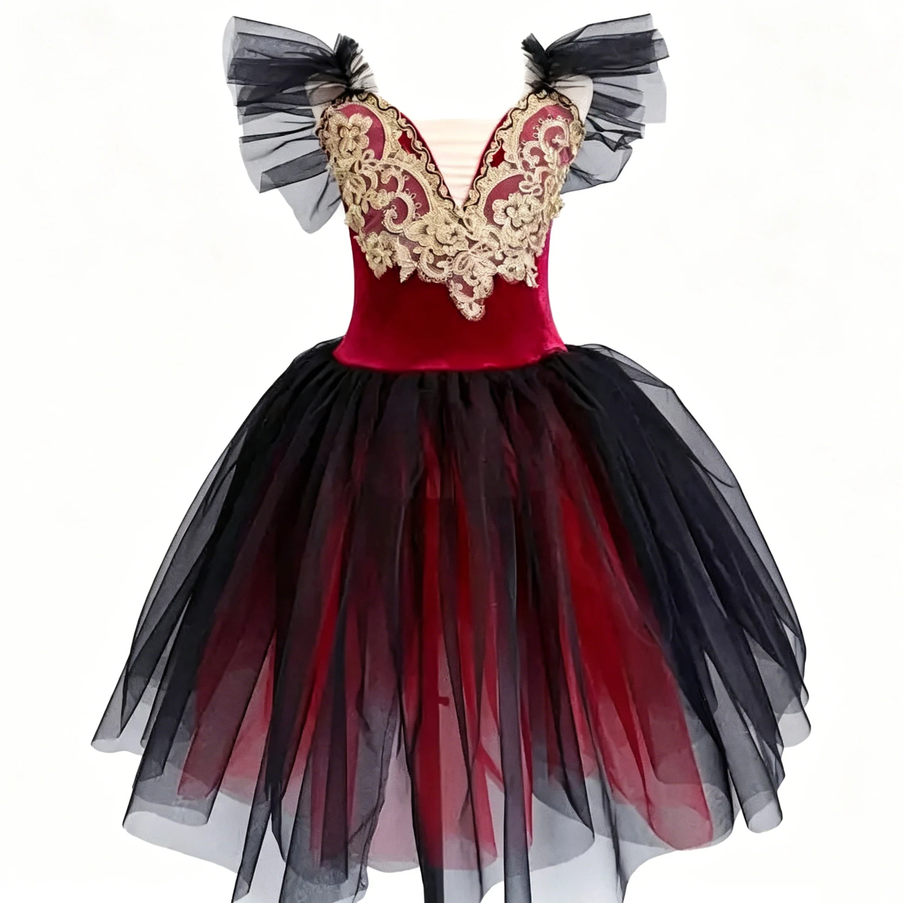 

Professional Romantic Girls Gauzy Ballet Dress Fly Sleeve Embroidery Kids Ballerina Costume Ballet Dance Performance Outfit