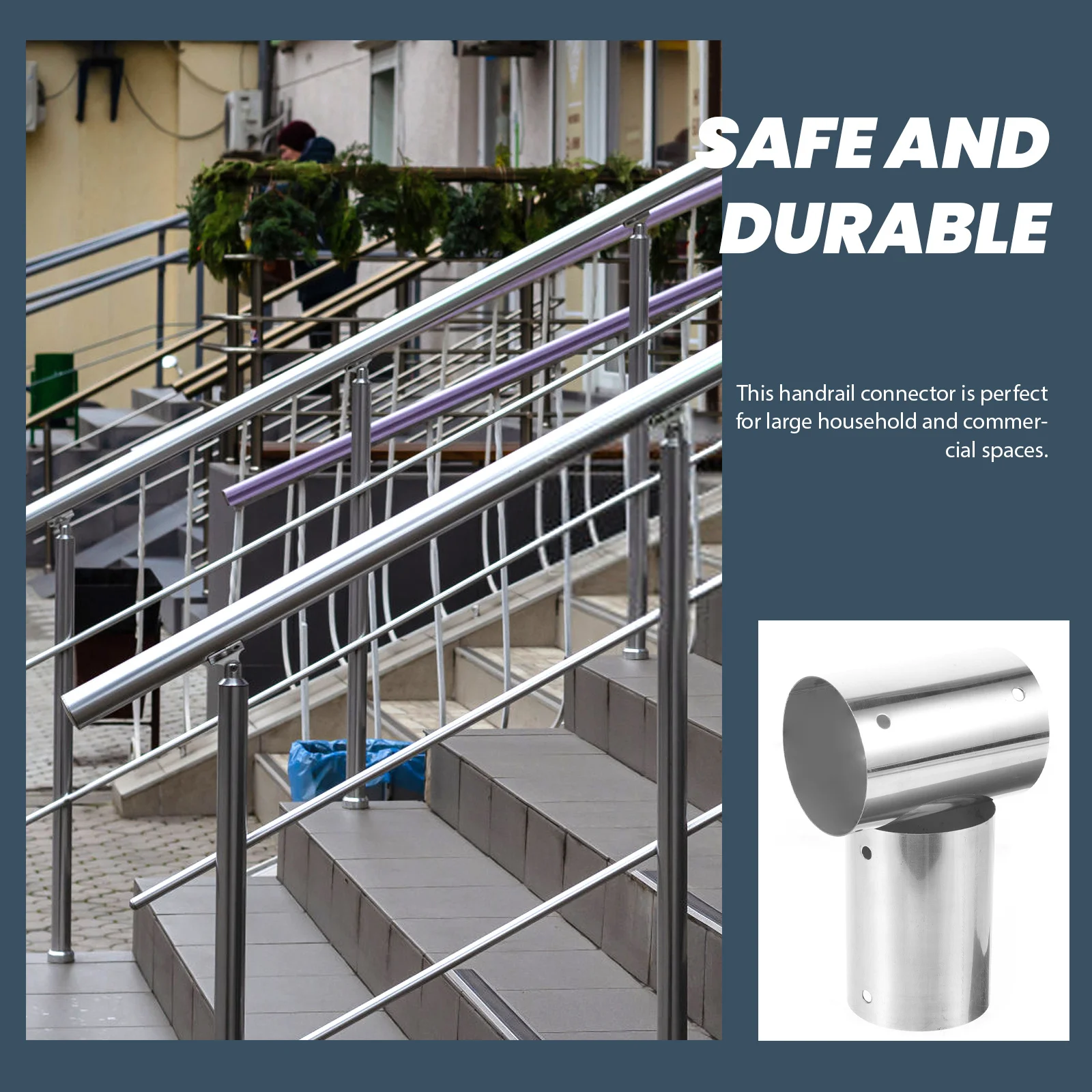 

2pcs Pvc Handrail End Cap Stainless Steel Round Connector For Stair Railing Fitting Rail Deck Extension Handrail Accessories