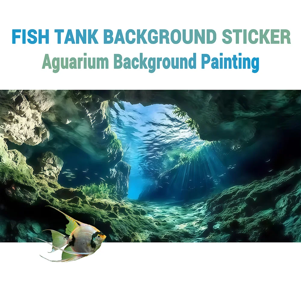 Himmelslicht-Höhle, Aquarium-Hintergrundbild, Aquarium-Aufkleber, selbstklebend, Landschaftsornamente