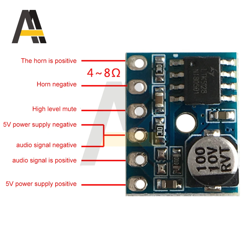 1/5/10PCS 5128 Sound Amplifier Board Class D 5W Mono Amplifier Module Low Distortion XPT8871 Stereo Audio AMP Plate