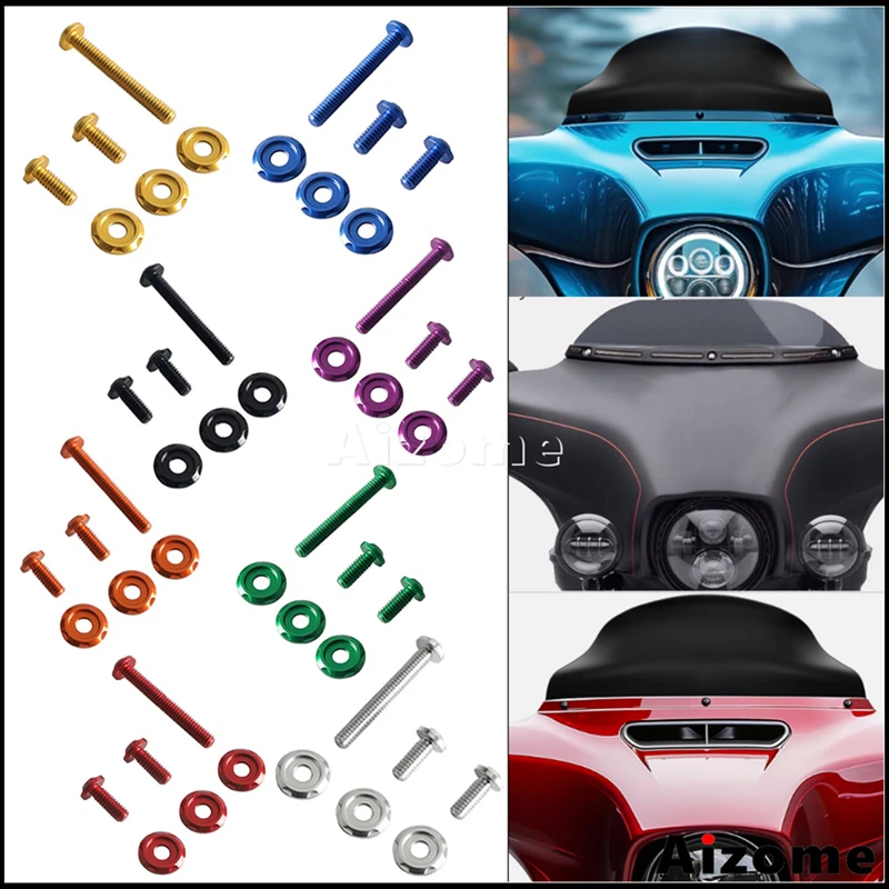 Bolts Screws Aluminum Fastener Kit Windshield Windscreen 8Color For Harley Touring Street Glide Ultra Limited 2014‑2023 Hardware