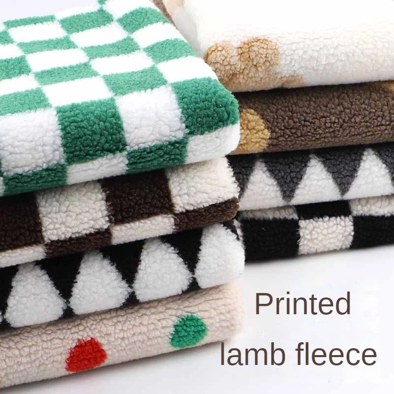 Printing Lamb Wool Fabric Thickened Coral Velvet Plush Doll Plush Fabric Handmade DIY Home Warm Clothes Outerwear Sewing Fabric