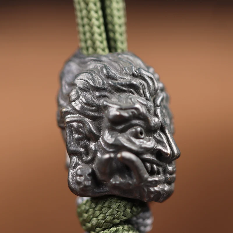 Good Evil Devil Buddha Face Brass Knife Bead DIY Umbrella Rope EDC Paracord Bracelet Accessories Woven Lanyard Pendant Religious