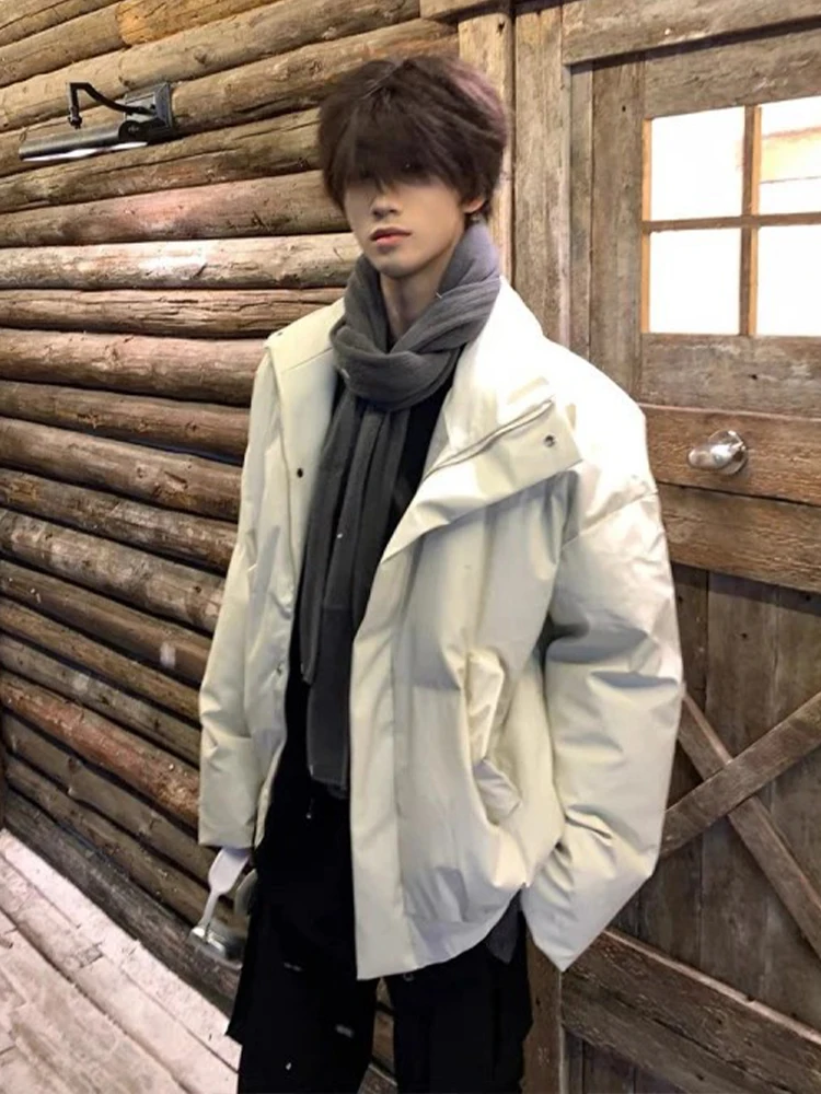 

Cleanfit Men's down Cotton Jaet Winter Thi Warm PU Leather ort Coat Couple's Sle Youthful Faion Waterproof