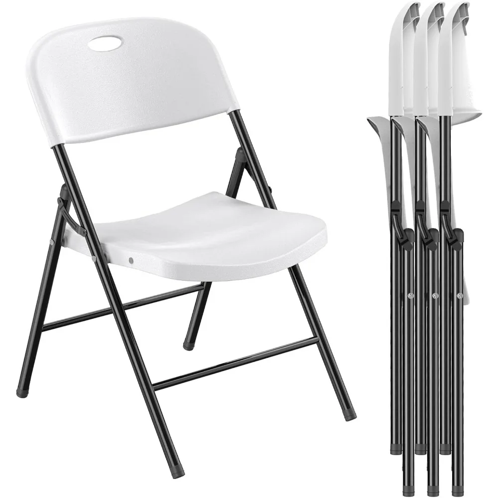 

350 Weight Limit Heavy Duty Plastic Folding Chair with Reinfoced Steel Frame for Indoor and Outdoor, Wedding