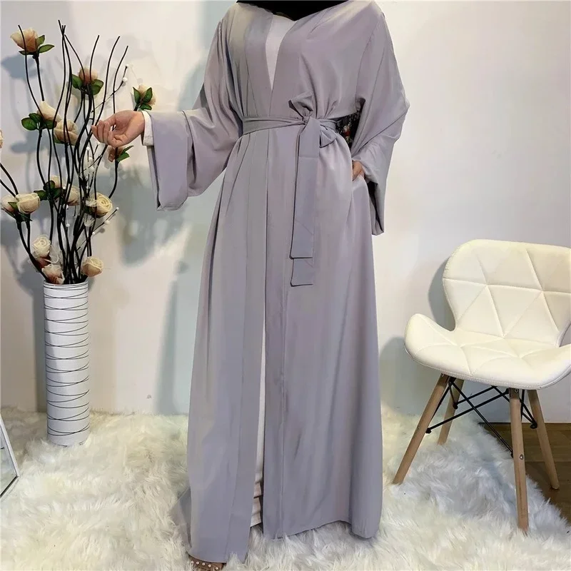 Solid Open Kaftan Dubai Abaya Turkey Kimono Cardigan Robe Muslim Hijab Dress Ramadan Abayas for Women Caftan Islamic Clothing