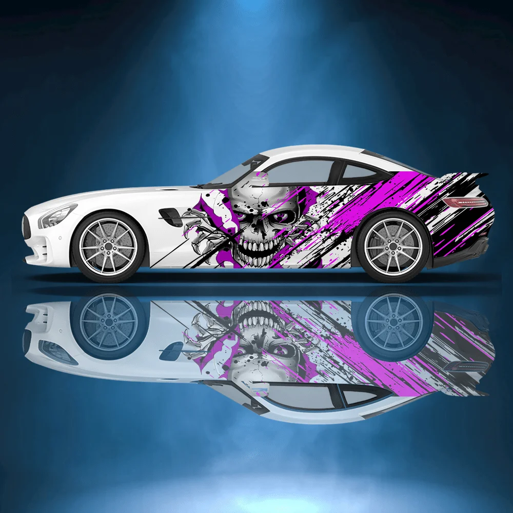 

Racing Line Skull Decal Car Sticker Full Body Wrap Decoration Covering Scratches Protect Car Sticker Waterproof Car Vinyl Wraps