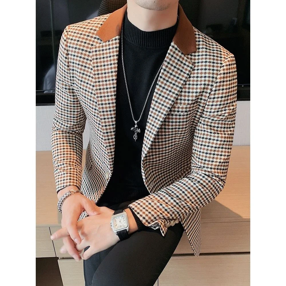 블레이저 치도리 캐주얼 수트 재킷 남성 의류 슬림 비즈니스 수트 탑 재킷